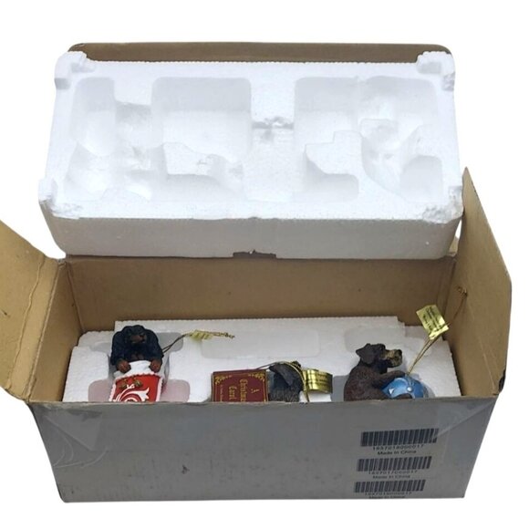 Danbury Mint Delightful Dachshunds Christmas Ornaments Set of 3 Original Box - Picture 12 of 12